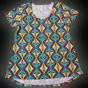 LULAROE WOMEN'S VIBRANT TRIBAL PRINT TEE SIZE SMALL NWOT